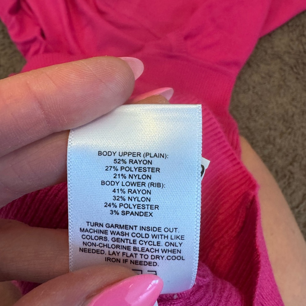 Express Hot Pink Knit Sweater Dress Dolman Stretch Size M XL NEW $88 - Picture 7 of 15